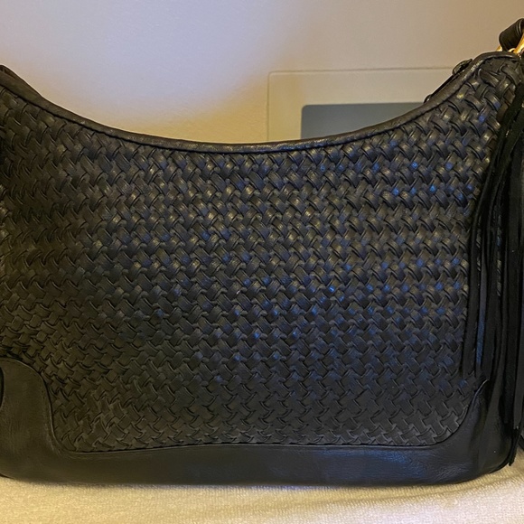 Ganson Black Woven Side Fringe Handbag - Picture 3 of 10